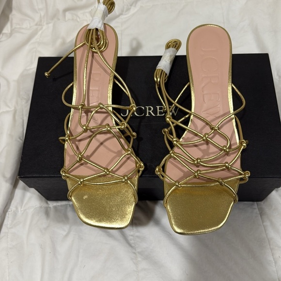 J Crew Zadie knotted lace-up kitten heels in metallic leather CA041 NEW - Picture 7 of 7